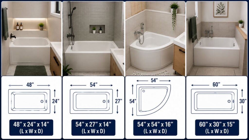 Bathtub Sizes Guide: Standard Tub Dimensions & Types 2026