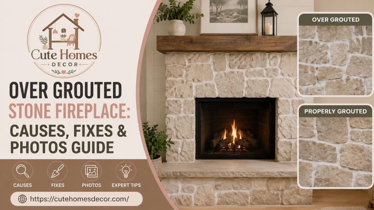 Over Grouted Stone Fireplace